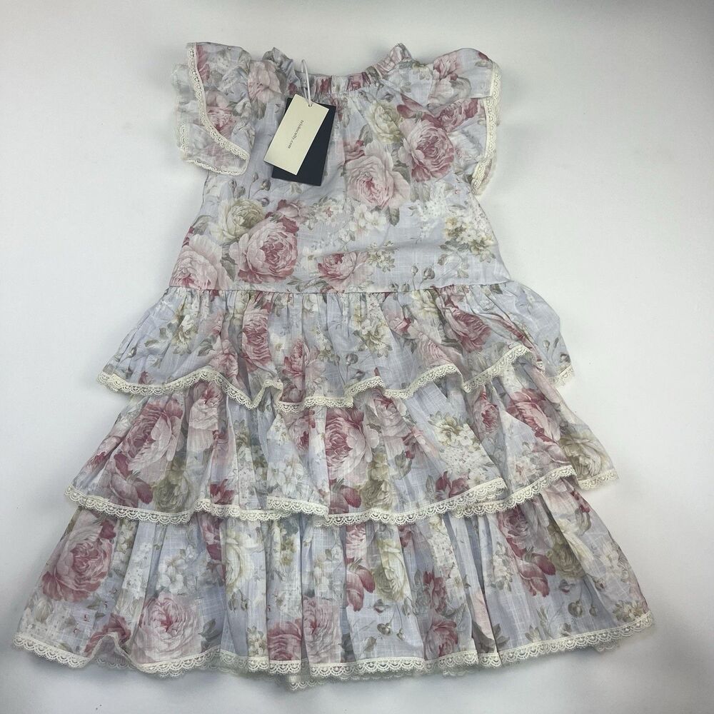Trish Scully NWT Pink Lace Girls Dress Size 8 Floral Dressy Formal New Ruffles